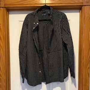 Chaps Black and White Windowpane Lightweight Shirt Jacket